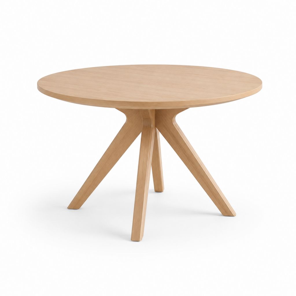 Tavolo da pranzo rotondo rovere naturale in MDF impiallacciato rovere e legno massello 120 x 75 cm
