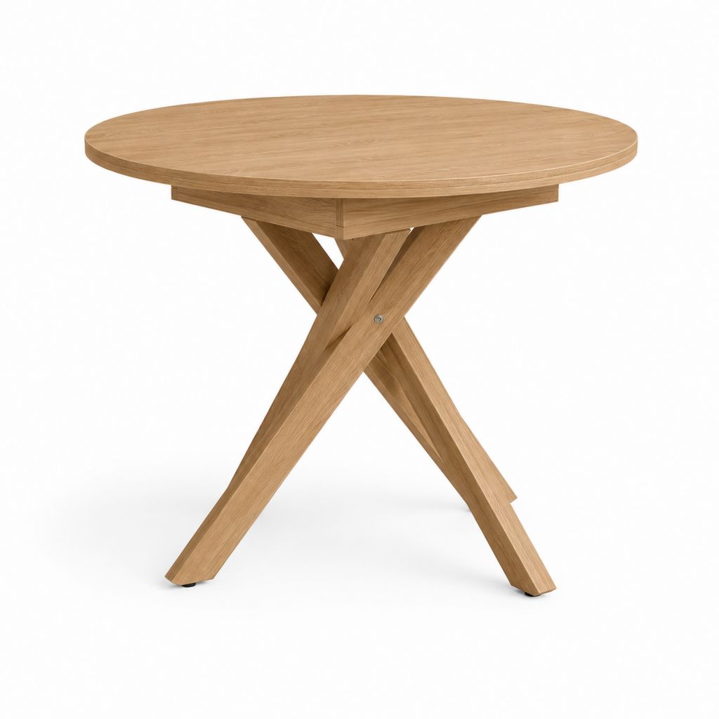 Tavolo da pranzo rotondo in rovere massello naturale Ø100 x 75 cm