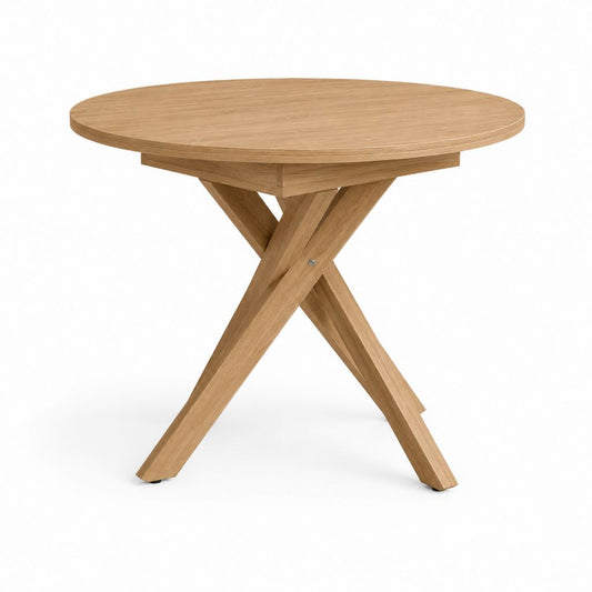 Tavolo da pranzo rotondo in rovere massello naturale Ø100 x 75 cm