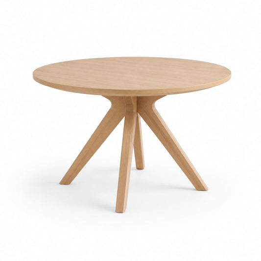 Tavolo da pranzo rotondo rovere naturale in MDF impiallacciato rovere e legno massello 120 x 75 cm