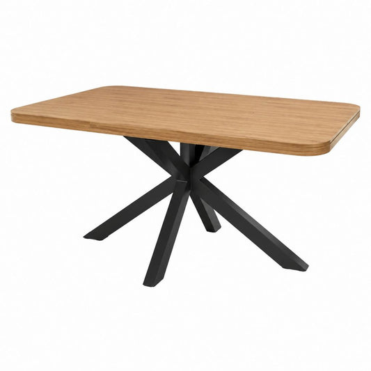 Tavolo da pranzo rettangolare rovere e acciaio nero 180 x 90 x 75 cm