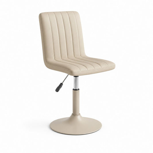 Sedia da pranzo girevole beige in PU con base rotonda in acciaio regolabile 45 x 52 x 84-99 cm