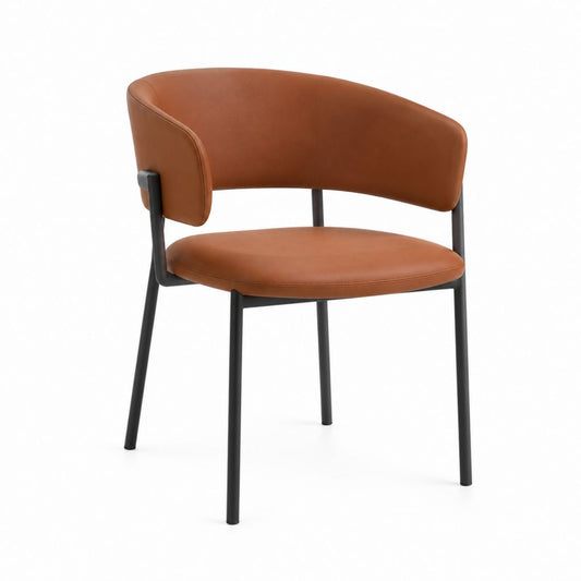 Sedia da pranzo con braccioli marrone in pelle PU e acciaio 56 x 56 x 80 cm