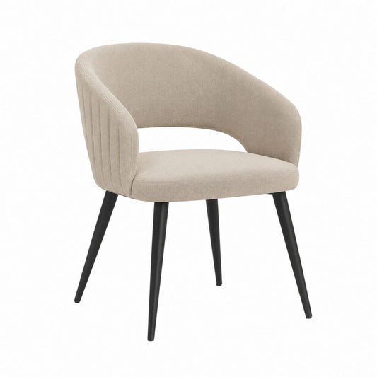 Sedia da pranzo imbottita beige in poliestere con gambe in acciaio nero 58 x 59 x 80 cm