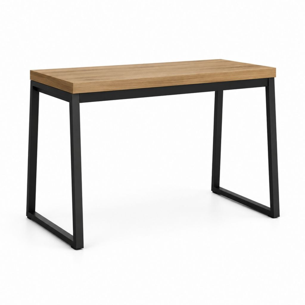 Tavolo da pranzo rettangolare rovere e nero in MDF e acciaio 120 x 70 x 75 cm