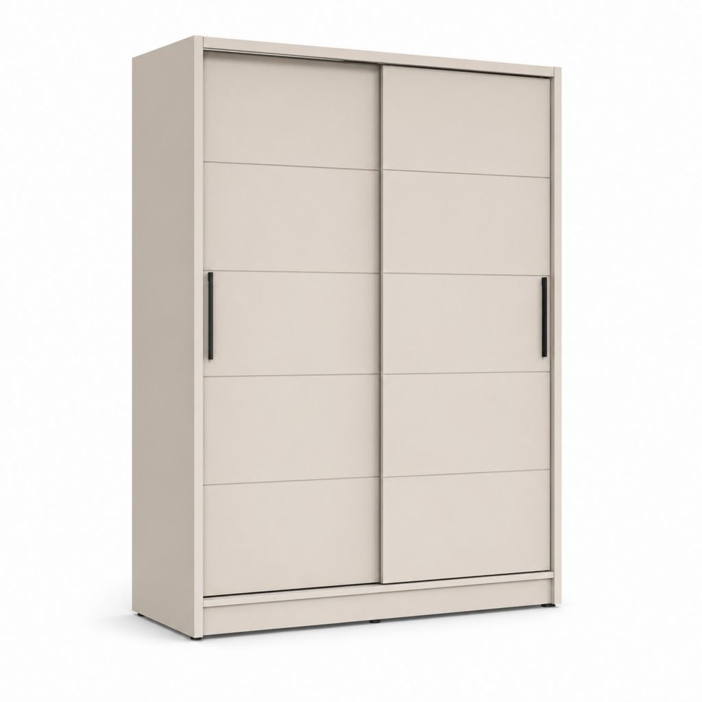 Armadio guardaroba a 2 ante scorrevoli beige in pannello truciolare nobilitato rettangolare 120 x 60 x 200 cm