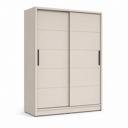Armadio guardaroba a 2 ante scorrevoli beige in pannello truciolare nobilitato rettangolare 120 x 60 x 200 cm