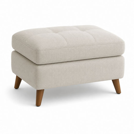 Pouf poggiapiedi imbottito beige in poliestere rettangolare 80 x 60 x 45 cm