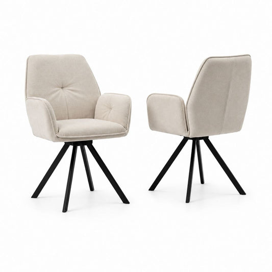Sedia da pranzo imbottita tortora in poliestere con gambe in acciaio nero 60 x 62 x 88 cm
