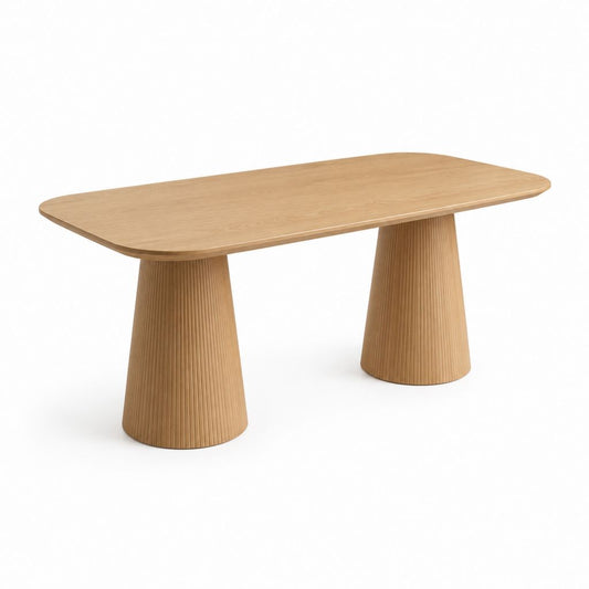 Tavolo da pranzo rettangolare rovere chiaro in MDF impiallacciato 180 x 90 x 75 cm